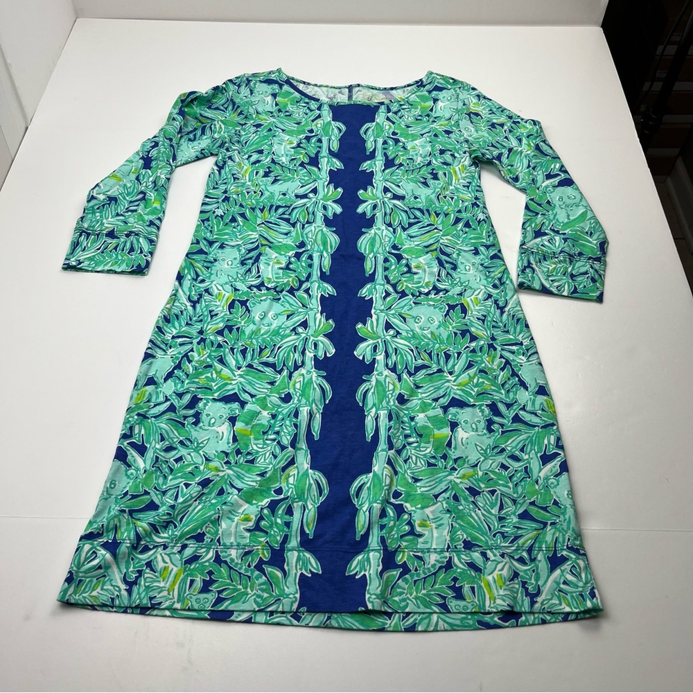 Lilly Pulitzer Marlowe Dress Poolside Blue Koala The Wild Print Womens Small